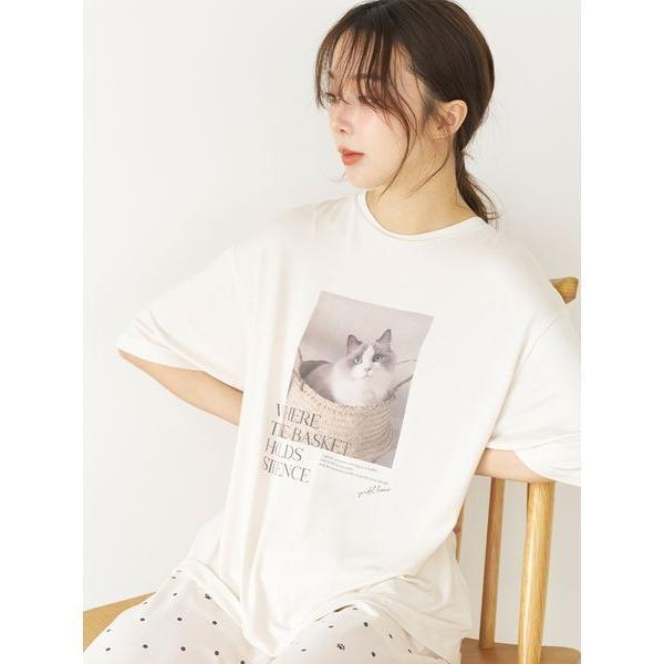 パジャマ ルームウェア 「接触冷感」ネコＴシャツ レディース