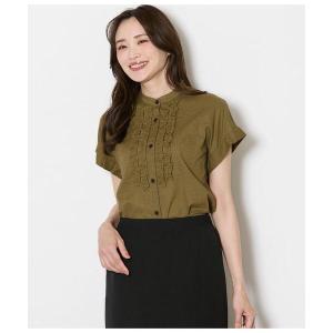 tシャツ 半袖 ウェーブコットン フレンチスリーブフリルブラウス レディース