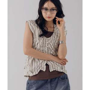 ブラウス シャツ 夏 sleeveless shirred blouse / ノースリーブシャーリングブラウス レディース