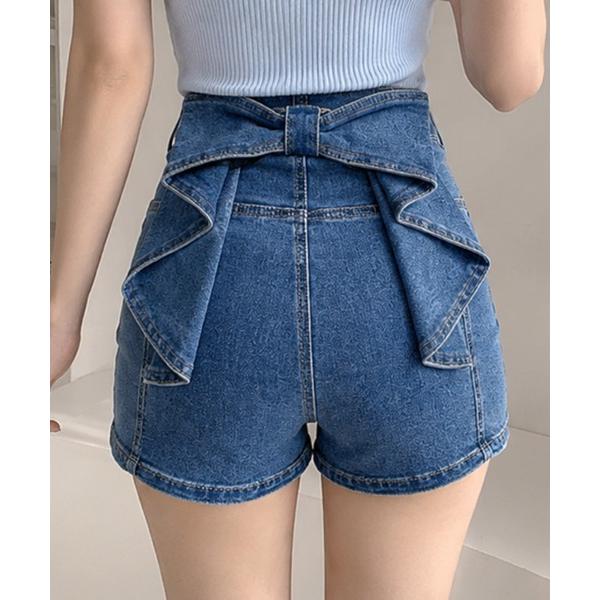 パンツ 「バックリボンデニム」ショートパンツ／フェミニン×Y2K／春夏／全2色 レディース