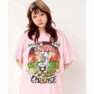 tシャツ 半袖 M2725 「PINKMOTEL」サイケプリントT レディース