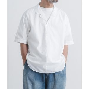 シャツ 半袖 コットン/麻クラフトワッシャーオープンカラー半袖シャツ メンズ
