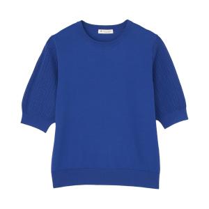 ニット セーター ドライレーヨン 半袖 袖透かしプルオーバー レディース