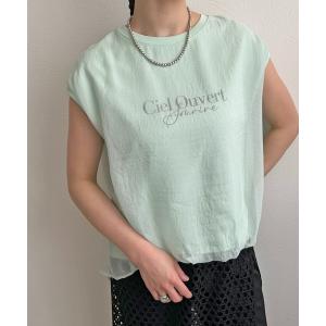 tシャツ 半袖 シアーレイヤードロゴTシャツ レディース