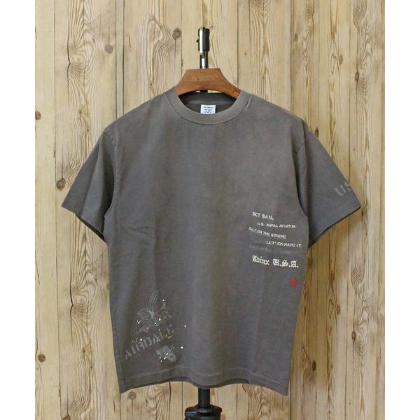 tシャツ AGED-LOOK S/S NAVY STENCIL T-SHIRT メンズ レディース