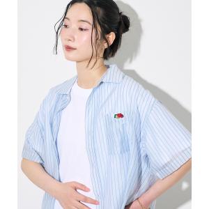 ブラウス シャツ 夏 半袖 FRUIT OF THE LOOM × FREAK'S STORE/フルーツオブザルーム 別注 シアー ストライプ 半袖シャツ/シアーシャツ レディース