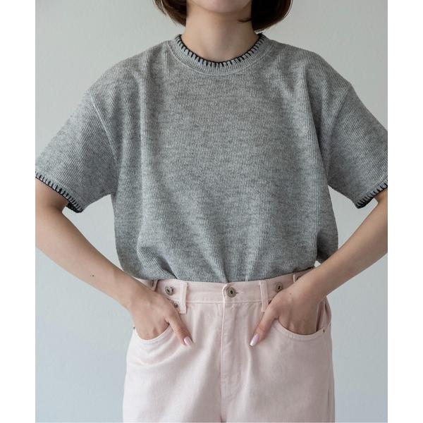 ニット セーター blanket stitch short sleeve knit tops / ブ...