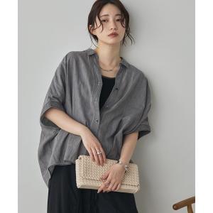 ブラウス シャツ 夏 半袖 シアーデニム スキッパー半袖シャツ レディース