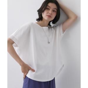 tシャツ 半袖 「接触冷感/UVカット」美光沢カットソーワイドシルエット レディース