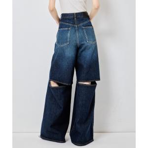 ワイドパンツ ジーンズ デニム デニムパンツ 「JOHN LAWRENCE SULLIVAN/ジョンローレンスサリバン」「STUDIOUS別注」 WASHED DENIM CUT OUT WIDE PANTS/ウ…
