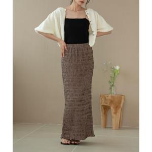 ロング スカート シャーリングチェックスカート
