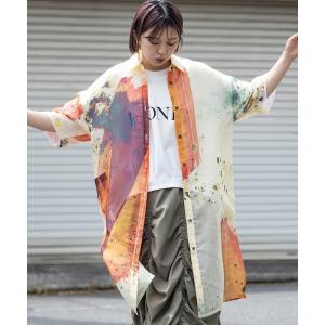 ブラウス シャツ プリントシアーシャツブラウス レディース