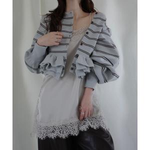 tシャツ hem ruffle frill knit cardigan レディース