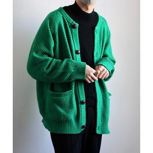 「y/m by れぽすけ」 ニットカーディガン MEDIUM グリーン メンズ