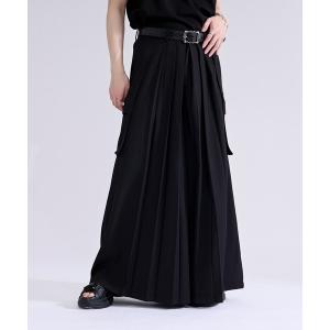 ワイドパンツ スラックス フラシポケットプリーツハカマパンツ メンズ レディース