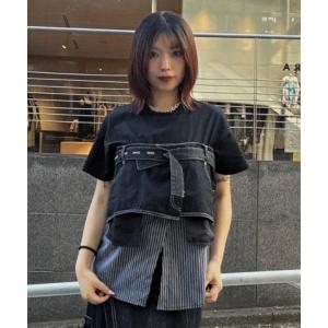 tシャツ AULA AILA/アウラアイラ/別注デニムシャツレイヤードデザインＴシャツ レディース