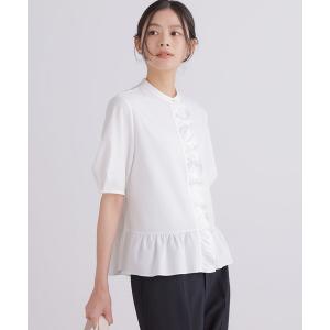 tシャツ 半袖 ツイルジャージーフリル 半袖カットソー レディース