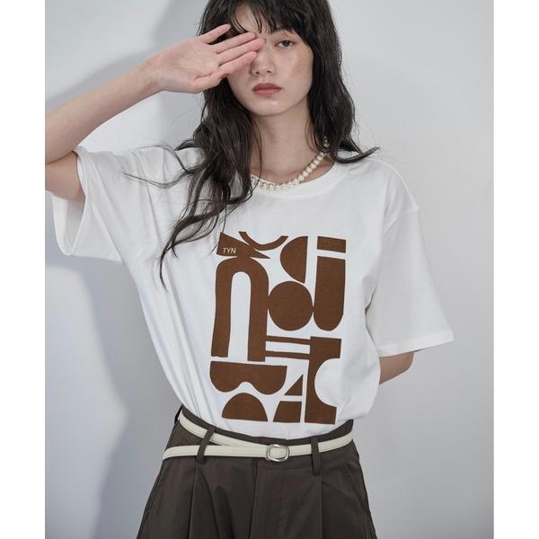tシャツ 半袖 フロッキープリントハーフスリーブTシャツ レディース