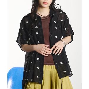 ブラウス シャツ 半袖 EMBROIDERED SHIRT レディース