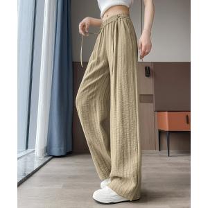 ワイドパンツ スラックス パンツ ストライプワイドイージーパンツ レディース