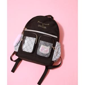 リュック Coboca+ポリチェックメッシュキラキラネコDパック キッズ 子供 女の子