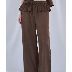 ワイドパンツ パンツ ruffle waist satin polka dot relax PT レディース