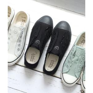 スニーカー Hashed Coorde 紐なし キャンバス スリッポン シューズ レディース