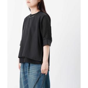 ブラウス シャツ LC/LLL 異素材切替シャドウストライプブラウス レディース