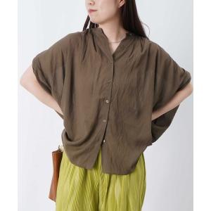 ブラウス シャツ LC/LLL 袖折り返しタックブラウス/ターンバックデザインタックブラウス レディース