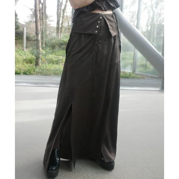 ロング スカート CRUSHED SATIN ARRANGE CORD SKIRT