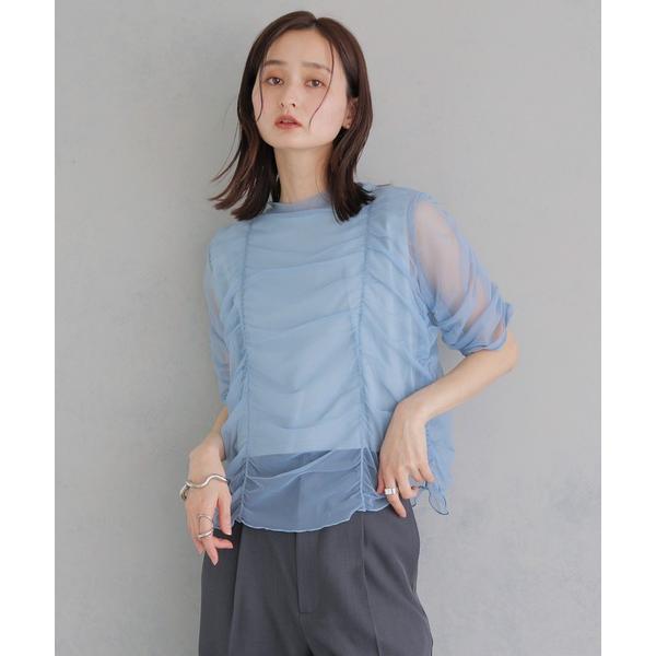 tシャツ 半袖 「＆ｇ'aime 」ギャザーチュールレイヤードTee　Gathered Tulle ...
