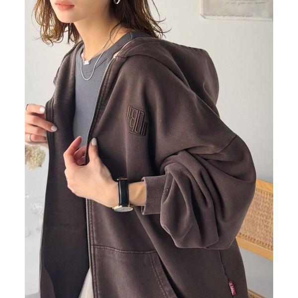 「Java」 ジップアップパーカー LARGE ブラウン レディース