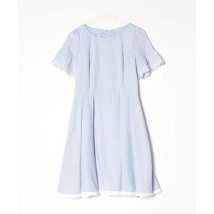 「LAISSE PASSE」 半袖ワンピース 38 ブルー レディース