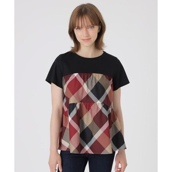 tシャツ 半袖 クレストブリッジチェックティアードコンビTシャツ レディース
