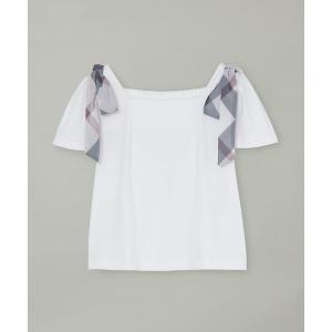tシャツ ショルダーリボンカットソー レディース