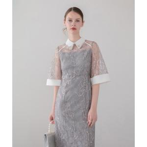 パーティードレス ドレス 「LEJA」シアースパンコールビジューカラーIラインワンピースドレス美脚効果結婚式 パーティードレス 成人式 二次会 同窓会 お呼…｜ZOZOTOWN Yahoo!店