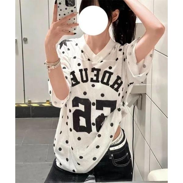 tシャツ メッシュビッグシルエットナンバリング T シャツ レディース