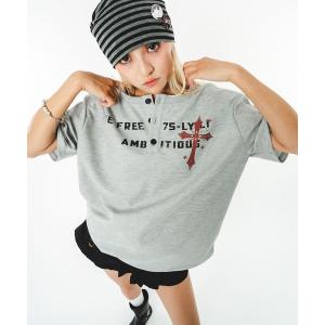ヘンリーネック tシャツ SHORT ROUND/「26年春夏新作」ワッフルクロスロゴヘンリーネックT メンズ レディース