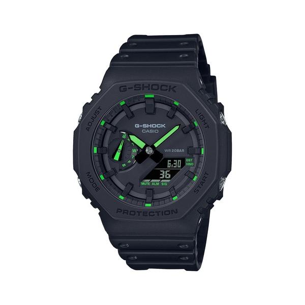 「G-SHOCK」 アナログ腕時計 FREE ブラック×グリーン メンズ