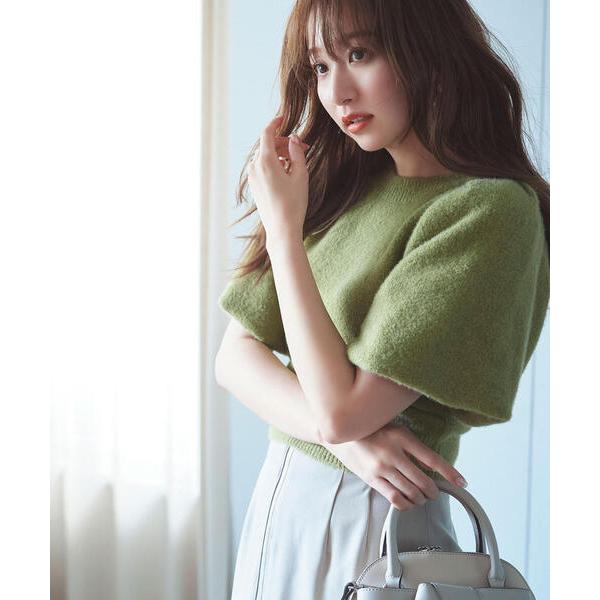 「NATURAL BEAUTY BASIC」 7分袖ニット FREE ライトグリーン レディース