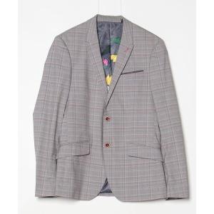 「Ted Baker」 チェック柄テーラードジャケット 2 グレー メンズ