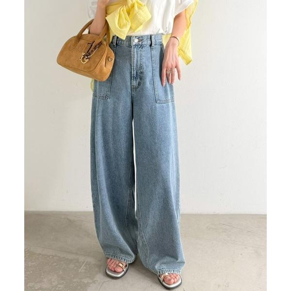 「Java」 デニムパンツ MEDIUM ライトブルー レディース
