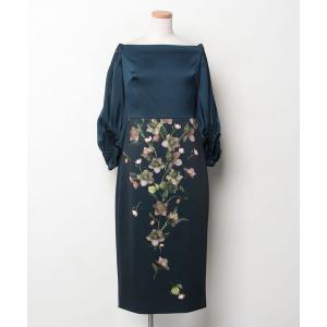 「Ted Baker」 7分袖ワンピース 2 ネイビー レディース