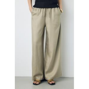 ワイドパンツ スラックス パンツ 「セットアップ対応」「身長/骨格別着用画像あり」リネンブレンドリラックスワイドパンツ レディース