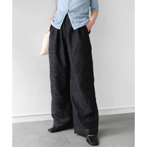ワイドパンツ パンツ パッチワーク風刺繍イージーパンツ レディース