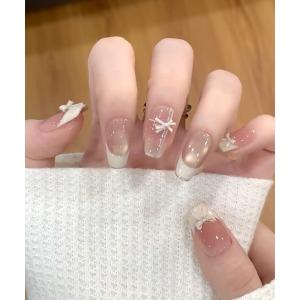 ネイルチップ ネイルシール シアー リボン パール ロング ネイルチップ｜ZOZOTOWN Yahoo!店
