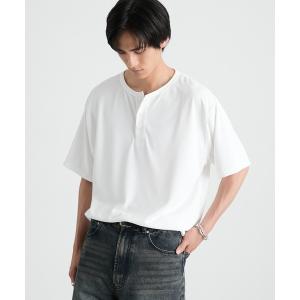 ヘンリーネック tシャツ 速乾 快適な着心地｜ハニカムサーマル ヘンリーネック オーバーサイズ半袖Tシャツ「吸水速乾」 メンズ レディース