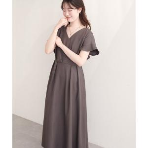 ワンピース 「sherbet line」接触冷感カシュクールフリル袖ワンピース