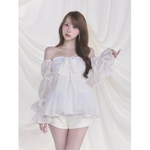 シフォンリボンフレアチュニック レディース