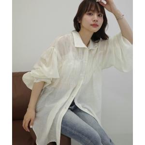 ブラウス シャツ ギャザーシアーシャツ レディース